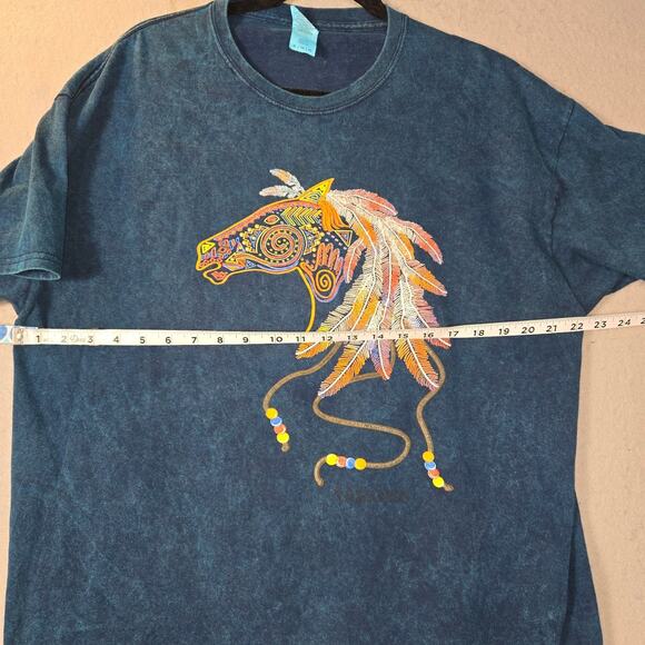 Gildan T-Shirt Men's Blue XL Cotton Crew Neck Graphic Horse Design - Picture 9 of 12